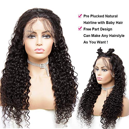 Lace Front Human Hair Water Wave Wigs 13x4 Lace Frontal Deep Curly Wigs 10A Glueless Brazilian Virgin Human Hair Wigs Pre Plucked With Baby Hair For Black Women 150% Density