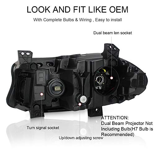 A&K Led Headlights for Dodge Charger 2015 2016 2017 2018 2019 2020,Dual Beam Head Lamp Assembly with Turn Signal Light and Led Daytime Running Light,Driver and Passenger Side(Clear Len)