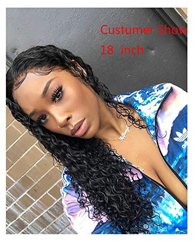 Lace Frontal Wigs Human Hair Wigs with Baby Hair Pre-plucked Hairline Deep Wave Glueless Lace Front Wigs for Black Women Natural Color 130% Density 16 inch