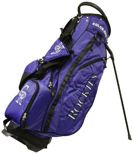 Team Golf MLB Colorado Rockies Fairway Golf Stand Bag, Lightweight, 14-way Top, Spring Action Stand, Insulated Cooler Pocket, Padded Strap, Umbrella Holder & Removable Rain Hood