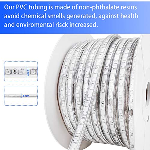 Brillihood Flexible LED RGB Rope Light Strip Multi Color Changing Dimmable Waterproof Indoor/Outdoor Remote Controller - (50m/164ft)