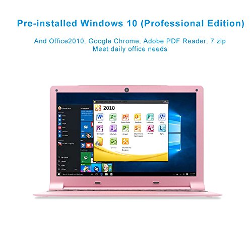 Smartbook A116 High-Performance 11.6 inch Ultra-Thin Portable Office Entertainment Notebook only 0.8KG (Intel Quad-core Processor, pre-Installed Windows 10 Professional, Office 2010 (2G+32GB, Pink)