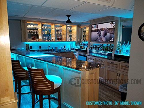 Customized Designs 48" 2 Tier Back Bar Liquor Display Shelves - Home Bar Lighting