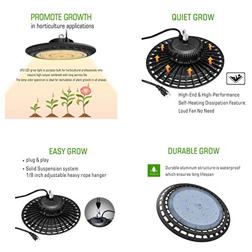 TopoLite 24"x24"x48" Grow Tent Dark Room Indoor Hydroponic System Kit w/D-Door + New TECH UFO LED 600W Full Spectrum Grow Light (Actual Power 200W)
