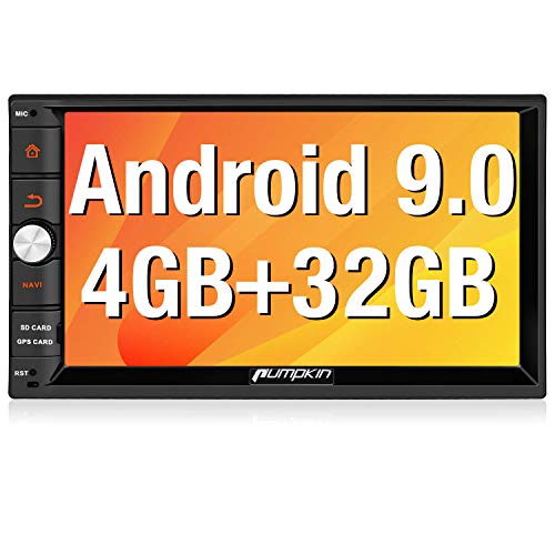 PUMPKIN 9.0 Double Din Car Stereo 4GB RAM GPS Wi-Fi BT Tethering Fastboot Backup Camera Android Auto USB SD 7in Touch Screen
