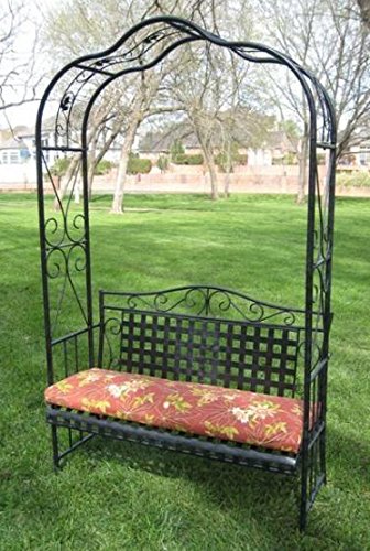 International Caravan 511197-OG-165267-O-852768 Iron Outdoor Arbor Bench, Verdigris