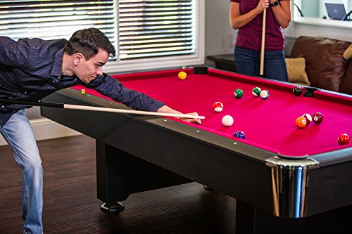 Mizerak Donovan II 8' Billiard Table with 2 Cues, Set of Billiard Balls, Triangle Brush and 2 Chalk