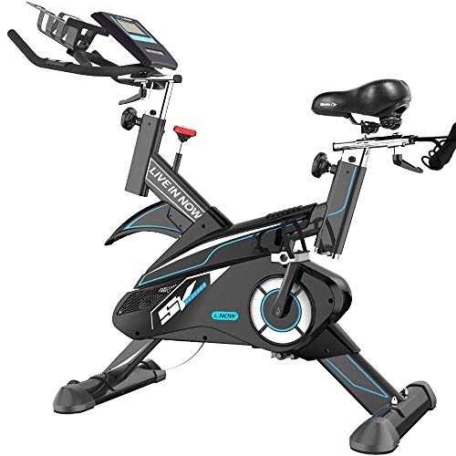 L NOW Indoor Cycling Bike Stationary Bike Exercise Bike Belt Driven Smooth Quiet with Dumbbell Rack
