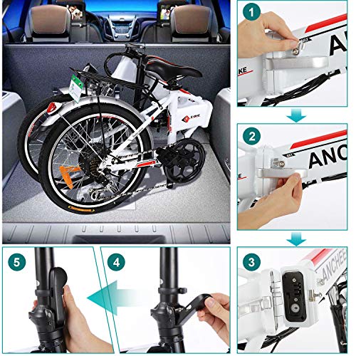 ANCHEER Folding Electric Bike Ebike, 20 Inch Electric Bicycle with 36V 8Ah Removable Lithium-Ion Battery, Ebike with 250W Motor and 7 Speed Gears