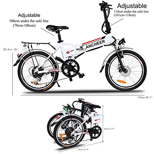ANCHEER Folding Electric Bike Ebike, 20 Inch Electric Bicycle with 36V 8Ah Removable Lithium-Ion Battery, Ebike with 250W Motor and 7 Speed Gears