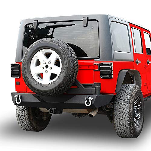 LEDKINGDOMUS Stinger Front Bumper for 07-18 Jeep Wrangler JK and JK Unlimited With Fog Lights Housing and Winch Plate Black Textured