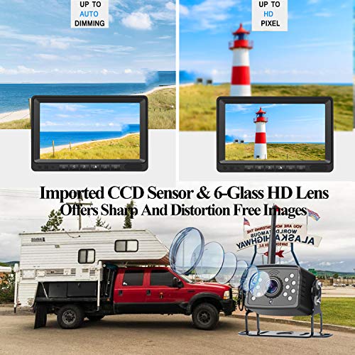 HD Digital Wireless 4 Backup Camera 7'' Monitor Kit Split Screen IP69K Waterproof