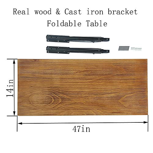 (47" Lx14 W) Industrial Rustic Folding Wall Mounted Workbench Drop Leaf Table, Dining Table Desk, Pine Wood Wall Mounted Bar Tables,Workbench,Study Table,Collapsible Butcher Block Solid Wood Table