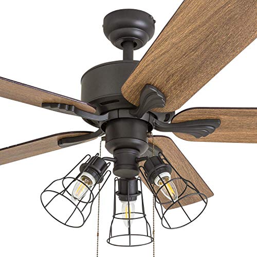 Prominence Home 50684-01 Aspen Pines Farmhouse Ceiling Fan (3 Speed Remote), 52", Barnwood/Tumbleweed, Aged Bronze