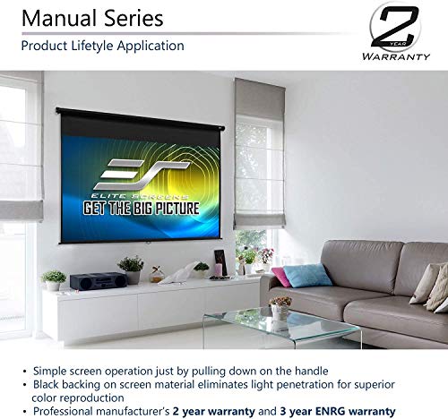Elite Screens Manual Series, 135-INCH 16:9, Pull Down Manual Projector Screen with AUTO LOCK, Movie Home Theater 8K / 4K Ultra HD 3D Ready, 2-YEAR WARRANTY, M135XWH2
