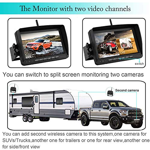 RV Dual Digital Wireless Backup Camera Kit W/ 7in LCD Monitor Trailer Rear View Front No Interference IP69 Waterproof Latest Wide Angle