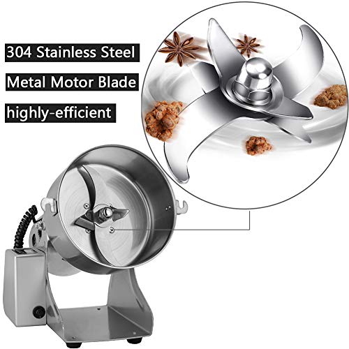 Electric Grain Grinder Stainless Steel Grinding Machine Commercial Cereals Grain Mill for Kitchen Herb Spice Pepper Coffee
