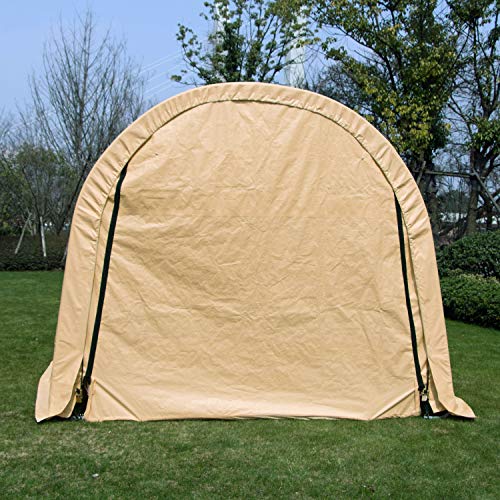 wonline 10x15x8ft Portable Heavy Duty Carport, Car Canopy Shelter Garage Storage Shed for Patio Outdoor, Beige, Round Top Style