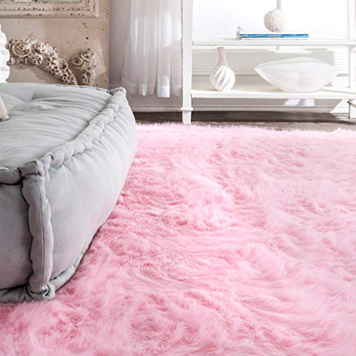 nuLOOM Cloud Faux Sheepskin Soft & Plush Shag Rug, 7' 6" x 9' 6", Pink