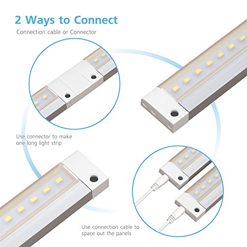 EShine White Finish 12 Panels 12" LED Under Cabinet Lighting Kit Touchless Dimming Control -Cool White (6000K)