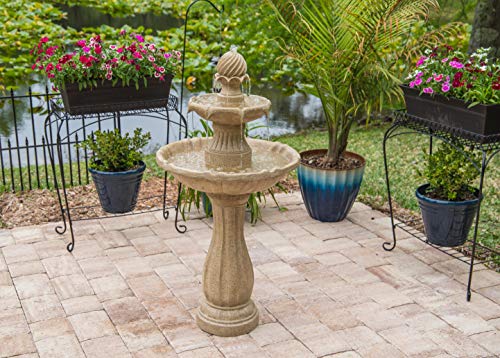 Kenroy Home Classic Outdoor Solar Floor Fountain ,44 Inch Height, 22 Inch Width, 22 Inch Ext. with Sandstone Finish