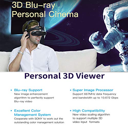 Goovis VR Headset 3D Cinema Headset 3D Viewer 3D Theater Goggles FPV for Dji Drones with Controller Support 4K Blu-ray Player Compatible