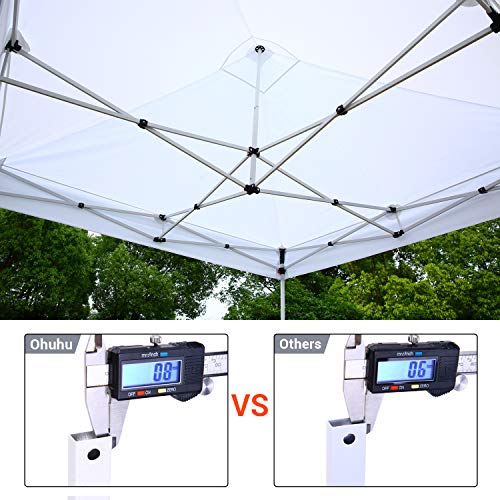 Ohuhu Sturdy 10 x 10 FT Pop-up Canopy Tent with Reinforced Metal Frame, 4 Removable Zipper End Side Walls & Wheeled Carrying Bag, Bonus 4 Weight Bag