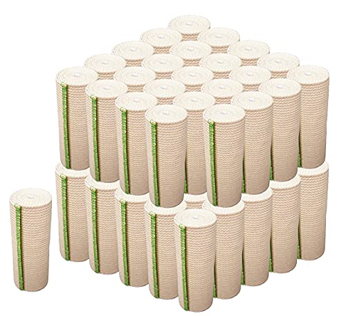 GT USA Organic Cotton Elastic Bandage Wrap (6" Wide, 50 Pack) | Hook & Loop Fasteners at Both Ends | Latex Free | Hypoallergenic Compression Roll for Sprains & Injuries