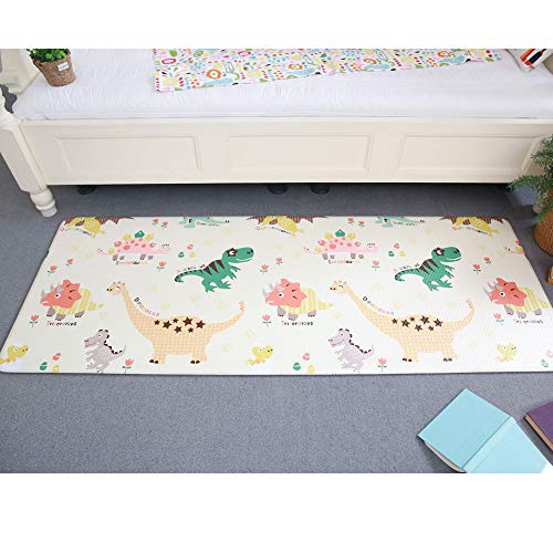 Premium Baby Play Mat - Cushion Floor Foam Mat for Infants Kids Kindergarten – Waterproof, Easy to Clean, Soft and Thick – Non Toxic, Reversible (90" x 55", Dinosaur)