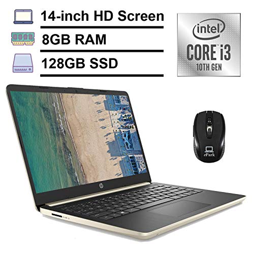 2020 HP 14 Inch Laptop Intel Dual-Core i3-1005G1 8GB RAM 128GB M2 SSD Win 10 Gold+Wireless Mouse