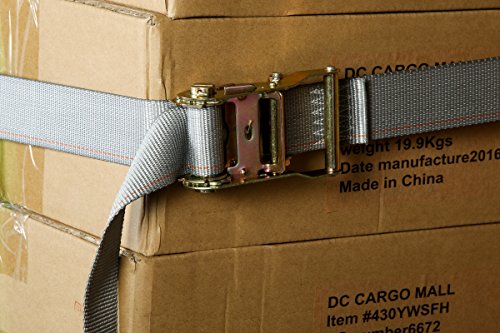 20 E Track Ratchet Tie-Down Cargo Straps, 2" x 16' Durable Ratcheting Strap Cargo TieDowns, Heavy Duty Grey Polyester Tie-Downs, ETrack Spring Fittings…