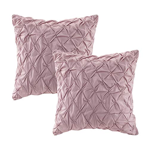 Madison Park Cassandra 8 Pc 100% Cotton Percale Large Floral Print with Reverse Solid Embroidered and Tufted Toss Pillows Shabby Chic All Season Comforter Bedding Set, Cal King, Blush