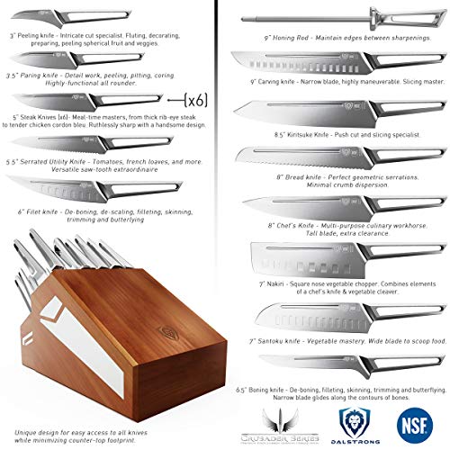 DALSTRONG - 18pc Knife Block Set - Crusader Series - Forged Thyssenkrupp High-Carbon German Stainless Steel - w/Magnetic Sheath - NSF Certified