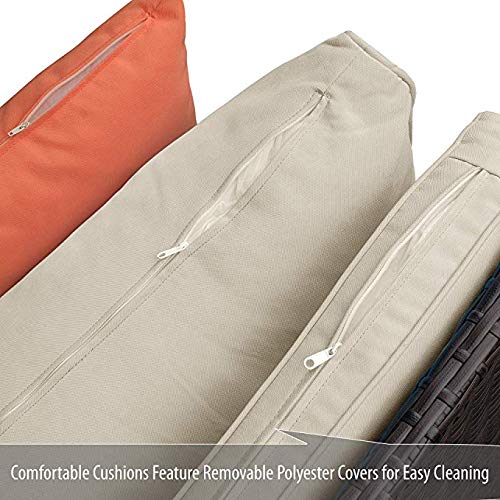 LZ LEISURE ZONE 6-Piece Outdoor Patio Sofa Furniture Sets Half-Moon Sectional Wicker W/ Two Pillows & Coffee Table Beige Cushions