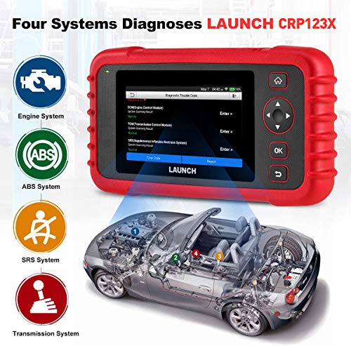 LAUNCH Code Reader CRP123X OBD2 Scanner Scan Tool for ABS SRS Transmission Engine Code Reader Car Diagnostic Tool with Battery Test, Android 7.0 Based, 5.0â Touchscreen, AutoVIN, Wi-Fi Free Updates
