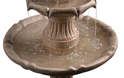 Kenroy Home Classic Outdoor Solar Floor Fountain ,44 Inch Height, 22 Inch Width, 22 Inch Ext. with Sandstone Finish