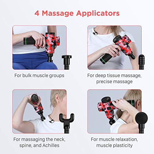Massage Gun Muscle Neck Back Massager Deep Tissue Percussion Handheld Shoulder Massager Super Quiet Brushless Motor, opove M3 Pro Camouflage Red