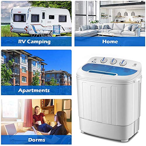 13 Lbs Semi-automatic Twin Tub Washing Machine Portable Mini Compact Washer Machine