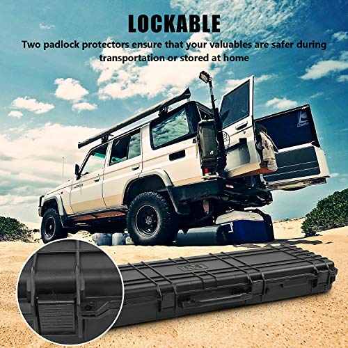 Lauraland 53 Inch Carrying Rifle Case, All Weather Water-Proof Safety Hard Gun Case with Foam with Wheels and Cuttable Foam