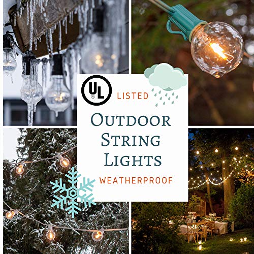 LED Warm White Outdoor Patio String Lights (100 Foot, Green Wire - 1.6 Inch .6 Watt Bulbs)