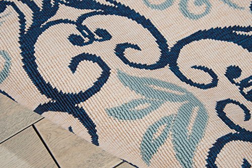 Nourison Caribbean Indoor Outdoor Area Rug, 7'10" x 10'6", Ivory Navy Blue