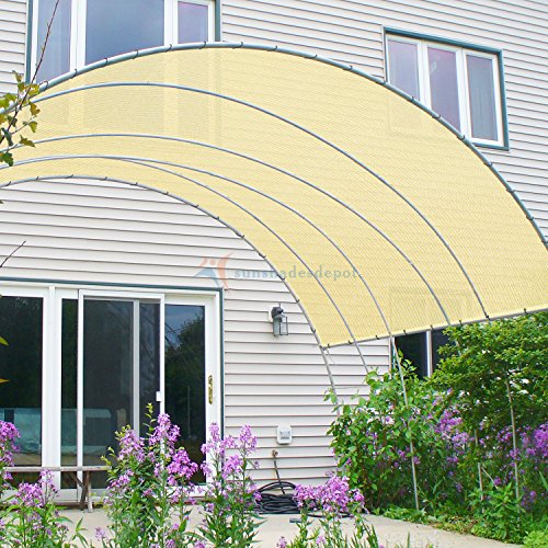 TANG Sunshades Depot 11'x18' Straight Side Sun Shade Sail 180 GSM Beige Patio Rectangle Shade Fabric UV Blocker Shelter Deck Dock Carport Driveway Pergola Cover Outdoor Backyard Deck 3 Year Warranty