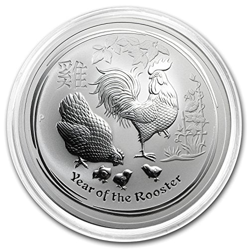 2017 AU Australia 10 oz Silver Lunar Rooster BU Silver Brilliant Uncirculated