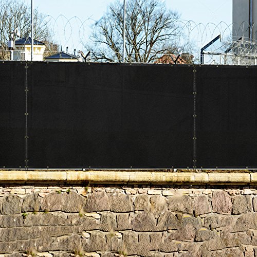 6' x 294' Privacy Fence Screen in Black with Brass Grommet 85% Blockage Windscreen Outdoor Mesh Fencing Cover Netting 150GSM Fabric - Custom Size