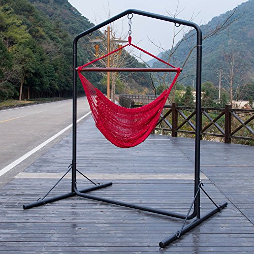 Lazy Daze Hammocks Deluxe Hammock Swing Chair Steel Stand with Heavy Duty Coated Frame, Capacity 450 Pounds, Black