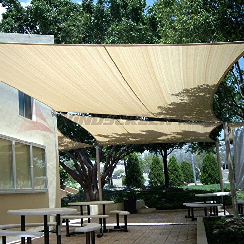 Windscreen4less Terylene Waterproof Sun Shade Sail UV Blocker Rectangle Sunshade Patio Canopy Sail 8' x 23' in Color Beige Included Free Pad Eyes 260GSM - Customized Sizes