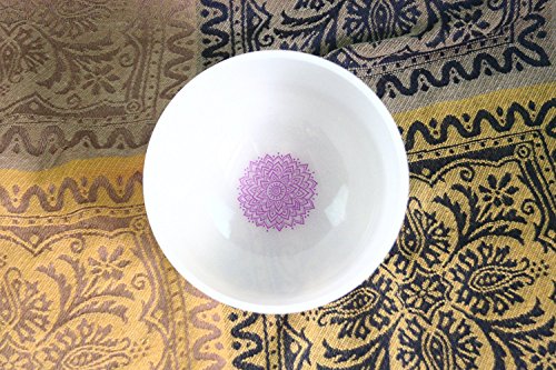 Set of 7 Frosted Quartz Crystal Singing Bowls 8''-12'' CDEFGAB With Chakra Design