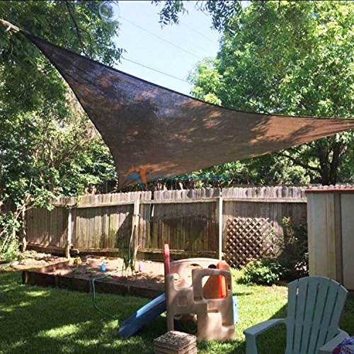 TANG Sunshades Depot A Ring Design Steel Cable Wire Reinforcement 28'x28'x28' Equilateral Triangle Sun Shade Sails Brown Heavy Duty Permeable 260GSM UV Block Patio Garden Deck Dock Carport Cover