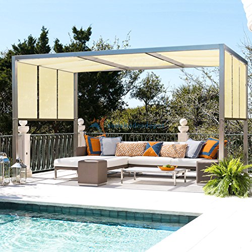 TANG Sunshades Depot 11'x18' Straight Side Sun Shade Sail 180 GSM Beige Patio Rectangle Shade Fabric UV Blocker Shelter Deck Dock Carport Driveway Pergola Cover Outdoor Backyard Deck 3 Year Warranty