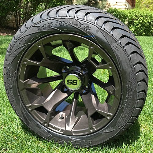 12" BLACKJACK Metallic Bronze Aluminum Wheels and 215/40-12 Low Profile DOT Tires Combo - Set of 4